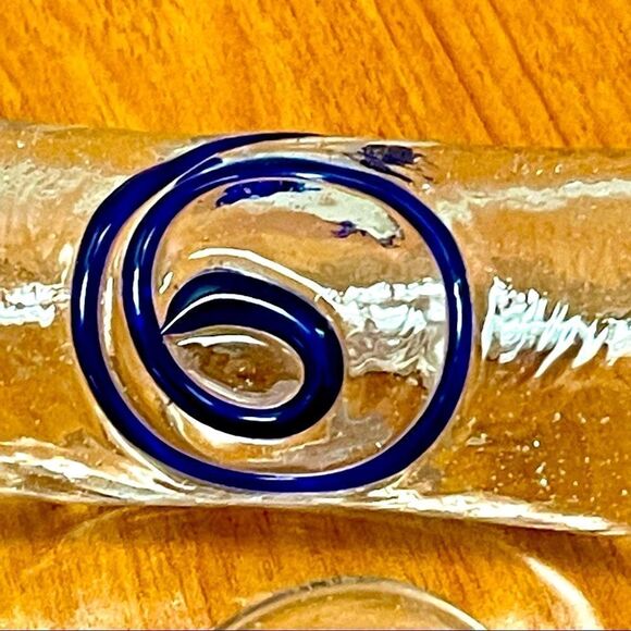 Blue Swirl Fused Blown Art Glass Napkin Sleeve Holders (8) - Picture 11 of 14